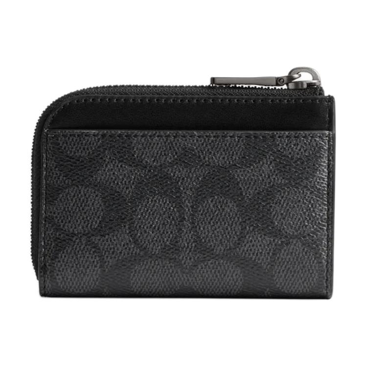 

Коучи Миниатюрный держатель для ключей и карт на молнии из водонепроницаемой парусины угольного цвета