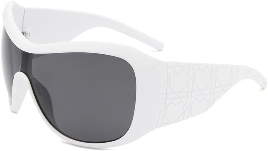 

Цельные солнцезащитные очки большого размера для женщин и мужчин, винтажные солнцезащитные очки-щитки с градиентным переходом в стиле хип-хоп, женские очки для вождения HYYZZC, White Gray