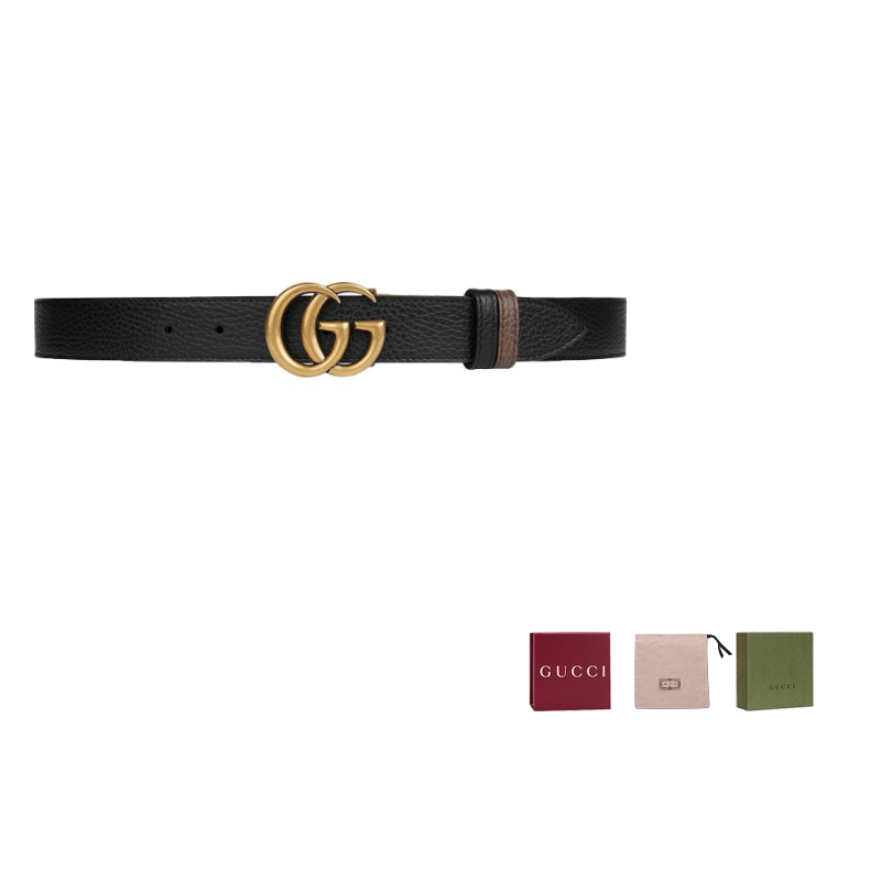 

GUCCI Кожаный ремень унисекс Black/Light Brown шириной 3 см