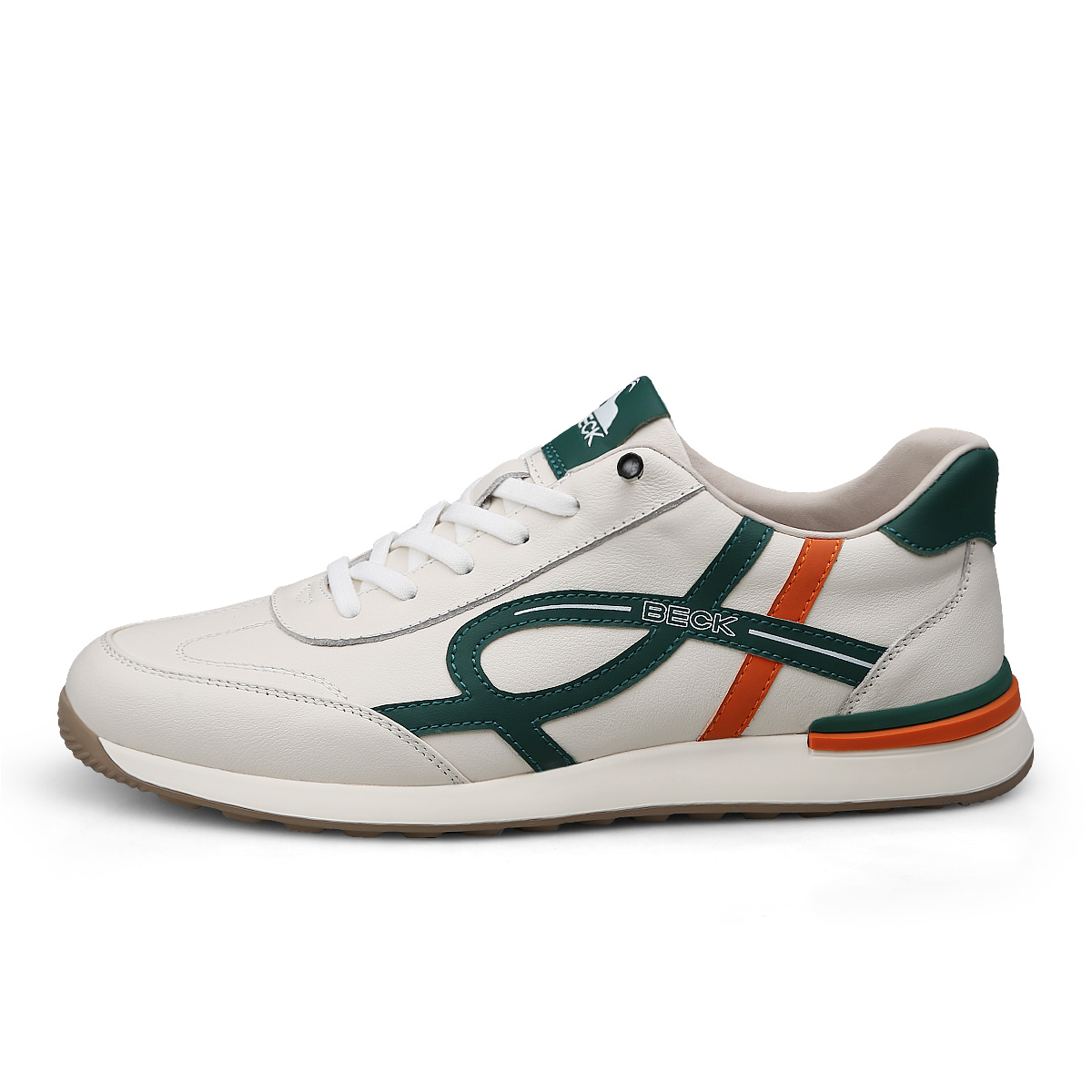 

BECK Низкие повседневные мужские кроссовки бело-зелено-оранжевые, цвет White Green Orange