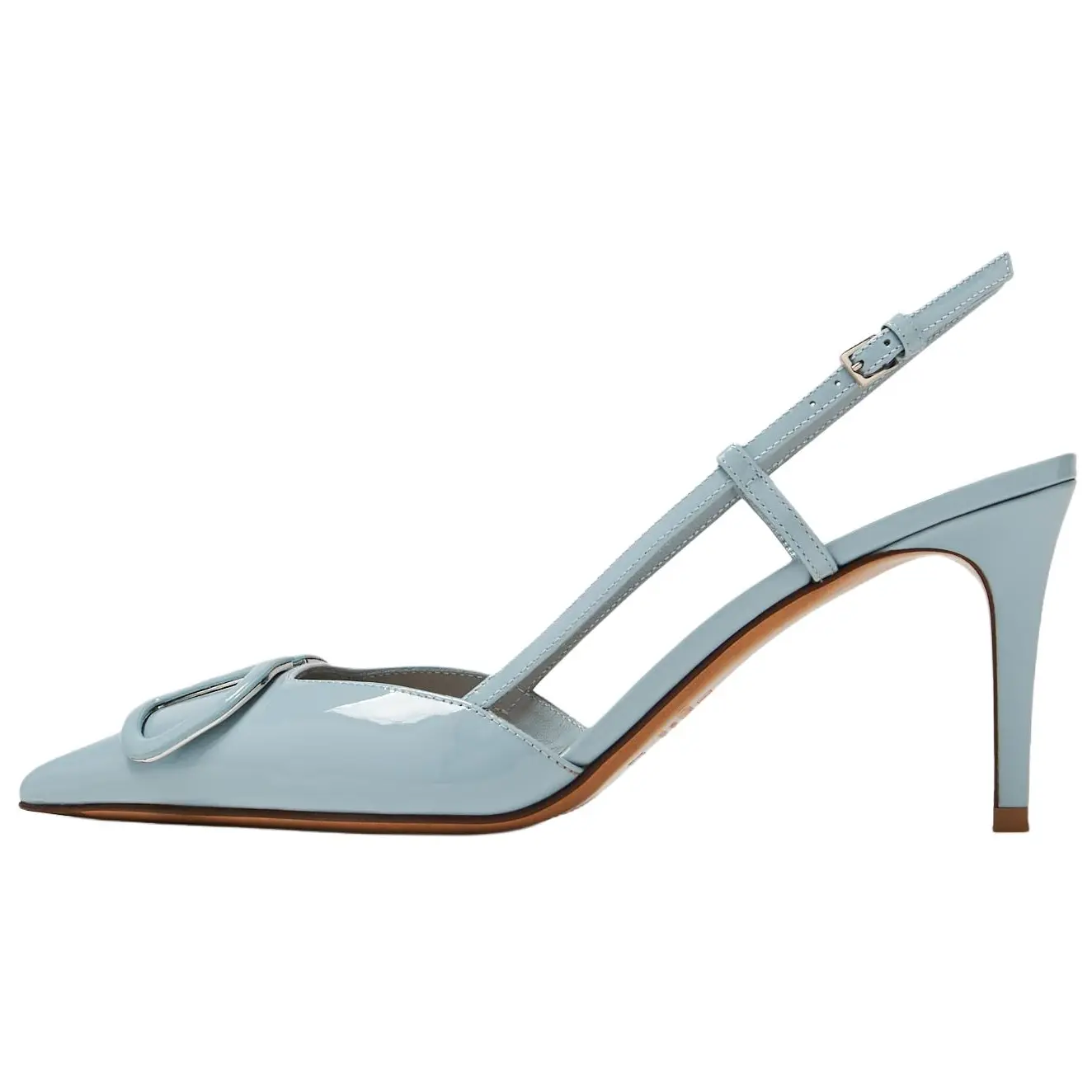 Valentino Туфли Vlogo Signature Slim Heel на высоком каблуке 8 см, женские, светло-голубые