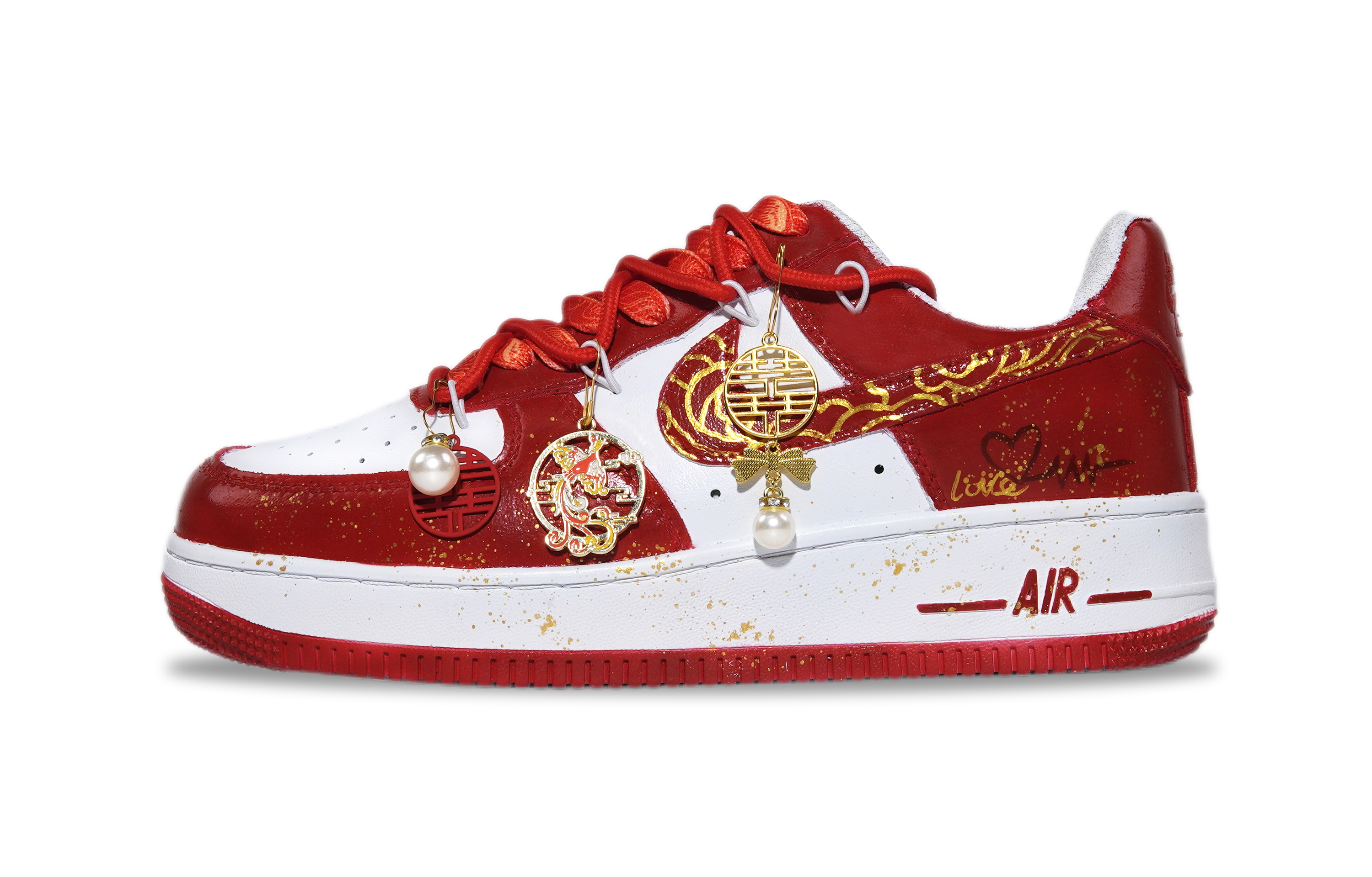Nike Кроссовки Air Force 1 Newlywed Joyful Celebration с нескользящей подошвой, износостойкие, унисекс, красные