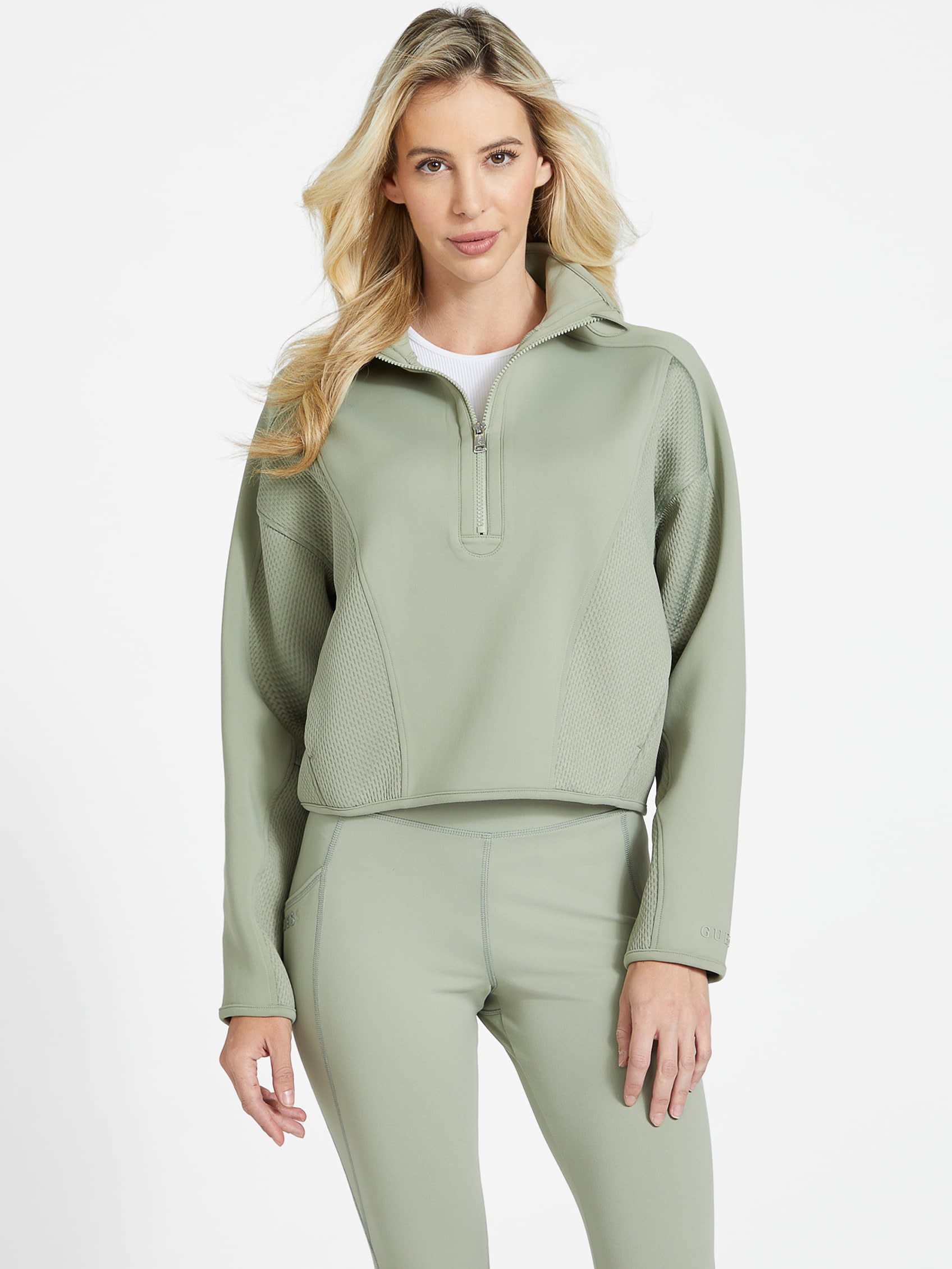 

Пуловер Pandora с застежкой-молнией на половину длины Guess Factory, цвет green balsam