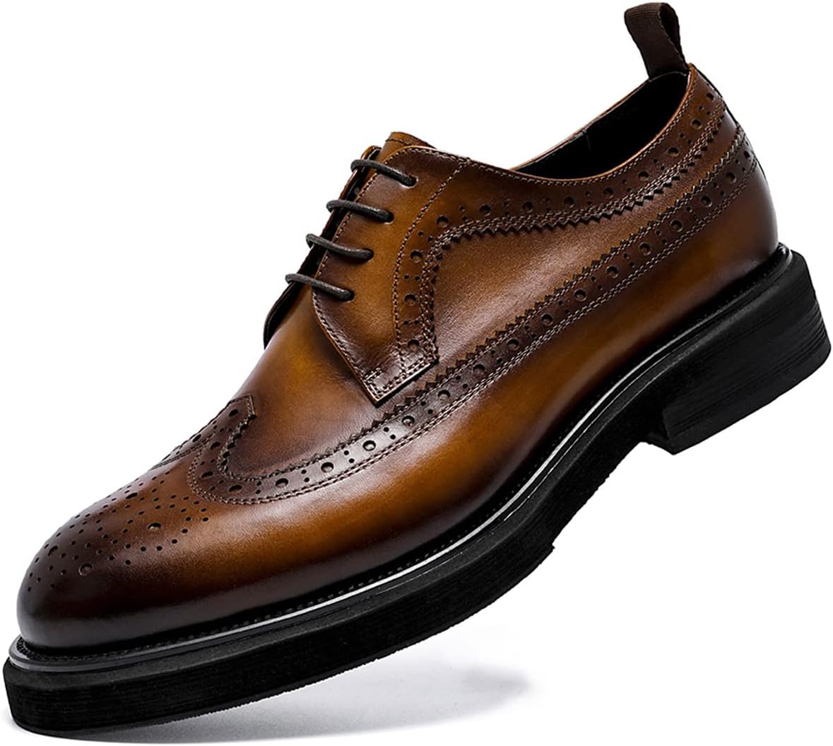 

Мужские кожаные туфли Santimon, броги с крыловидным носком, оксфорды для официального стиля, черные, коричневые, светло-коричневые