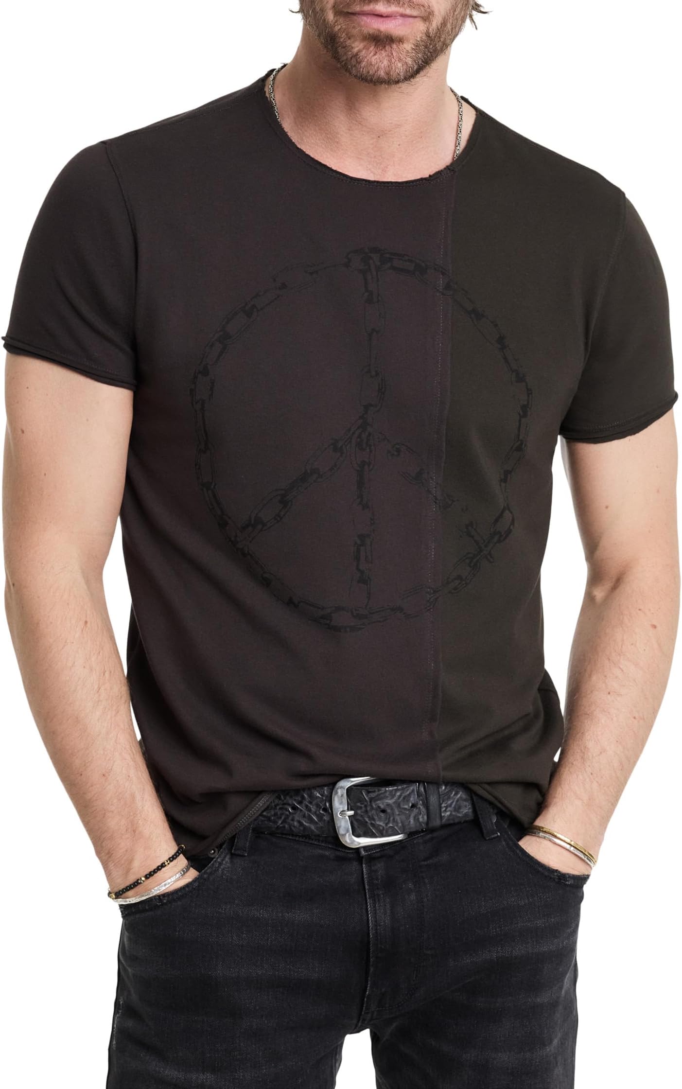 

Футболка John Varvatos Chain Peace Tee KG6715W24, цвет Charcoal
