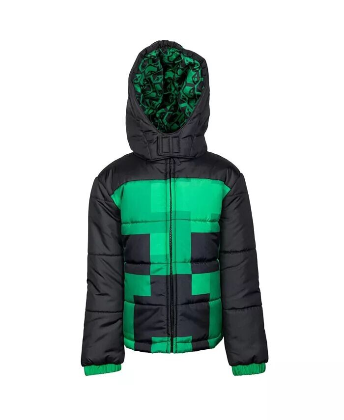 

Зимнее пальто-пуховик на молнии для мальчиков Creeper Steve Minecraft, мультиколор