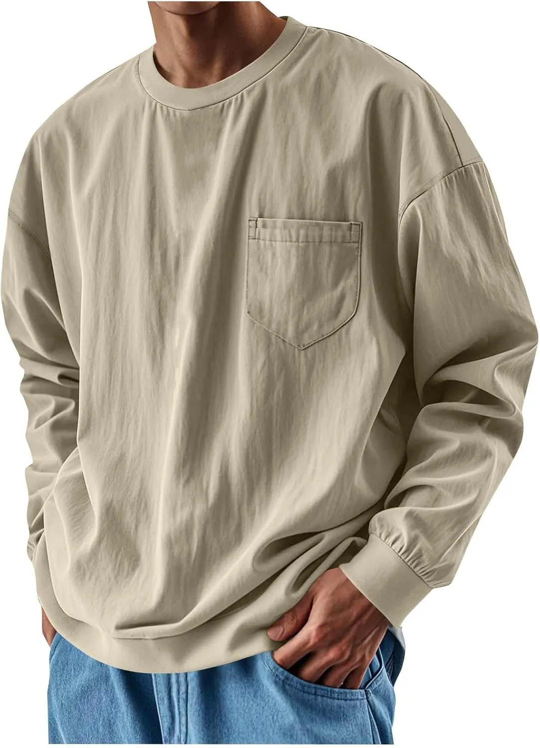 

Мужской оверсайз свитшот с длинным рукавом и карманом Xiaojmake