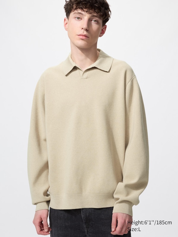 

Моющийся джемпер-поло Milano Rib Uniqlo, 31 beige