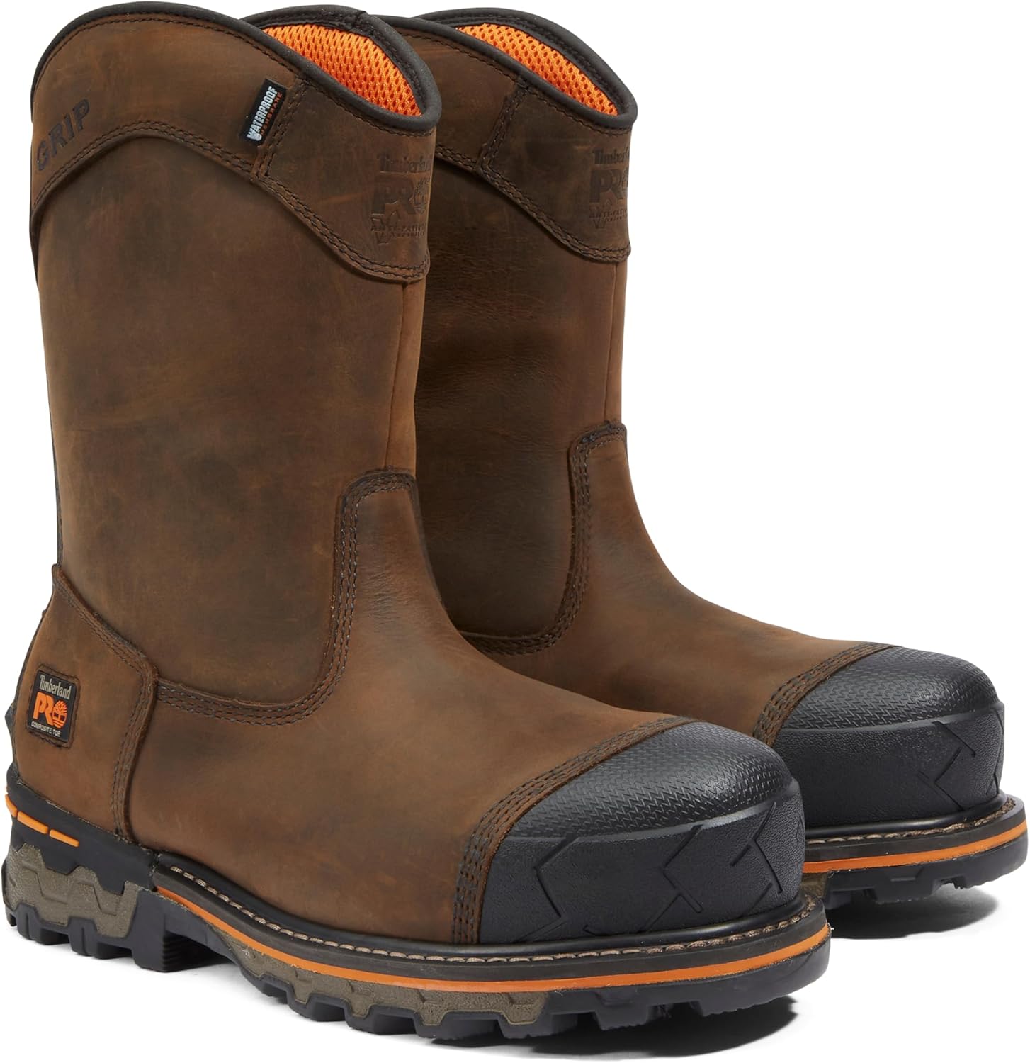 Timberland PRO мужские ботинки Boondock Pull-on с композитным защитным носком, устойчивые к проколам, утепленные, водонепроницаемые, Brown-2024 New — фото 2