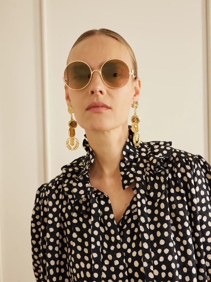 Культовые круглые солнцезащитные очки золотистого цвета Chloé Eyewear, золотой — фото 2