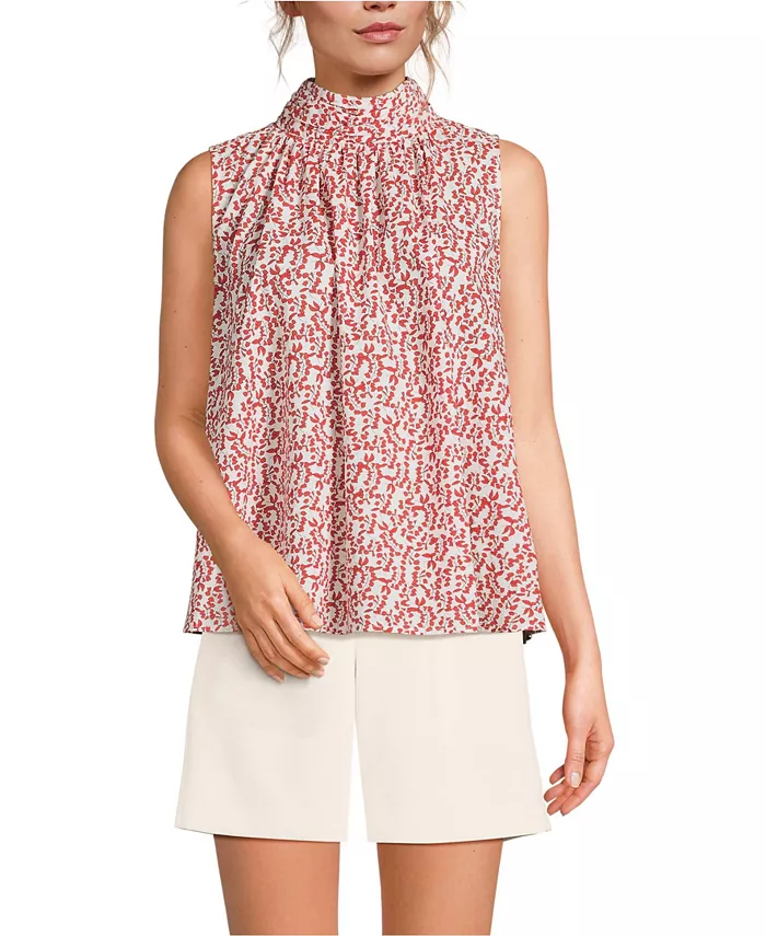 

Женская блузка из хлопкового вуаля с воротником-стойкой Lands' End, оранжевый