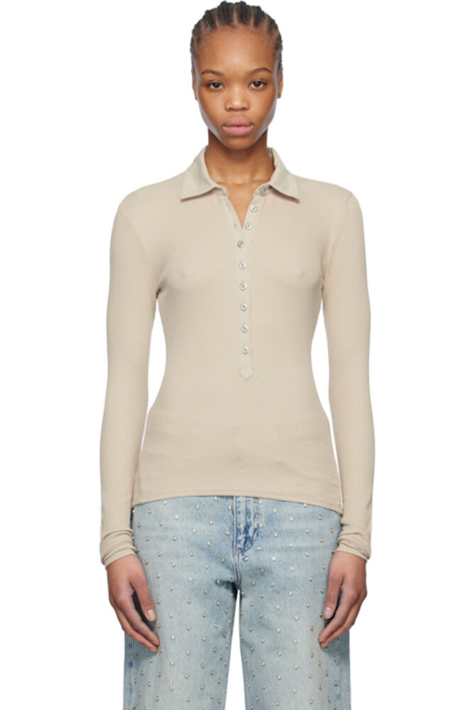 

Поло Essential Rib Button Taupe rag & bone