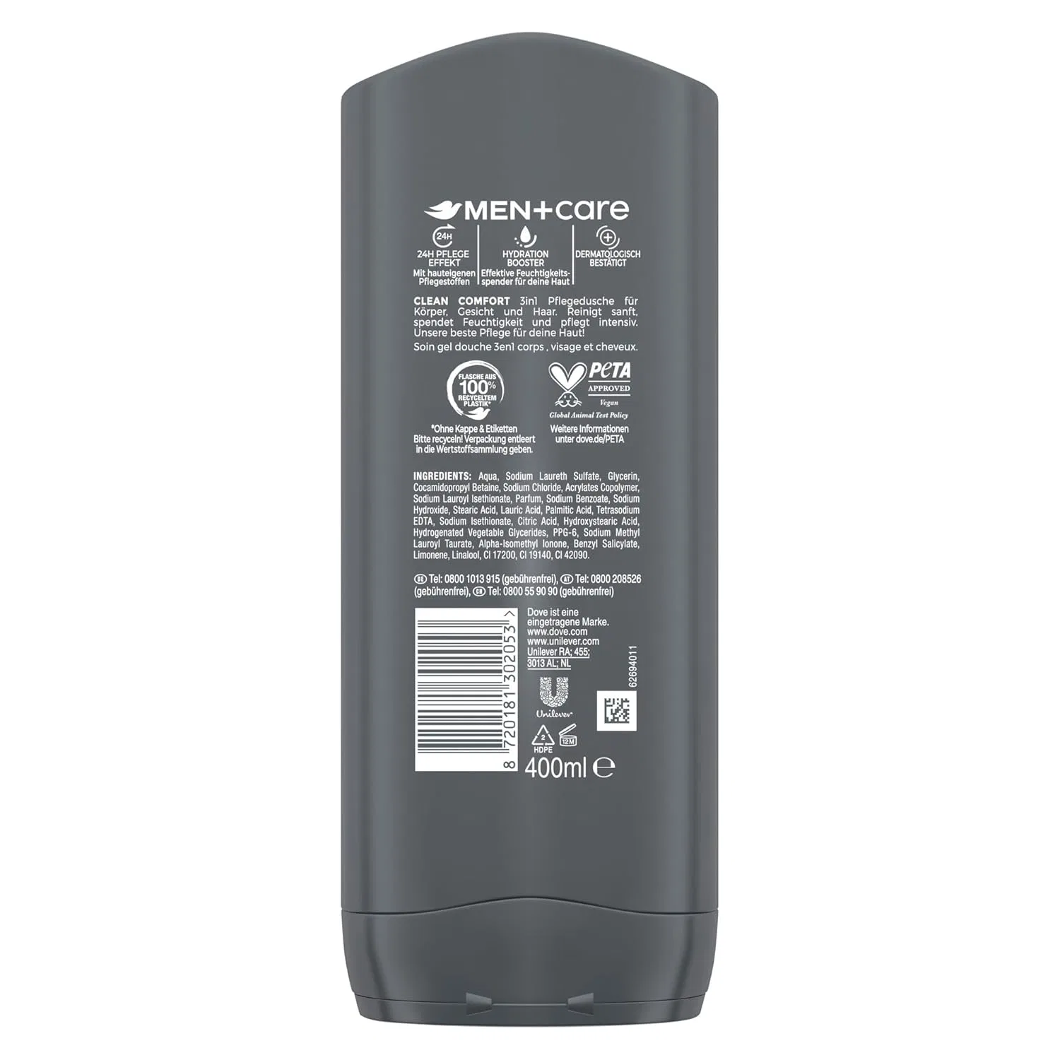 Мужской гель для душа Dove Men+Care Clean Comfort 3-в-1 Dove Men + Care — фото 2