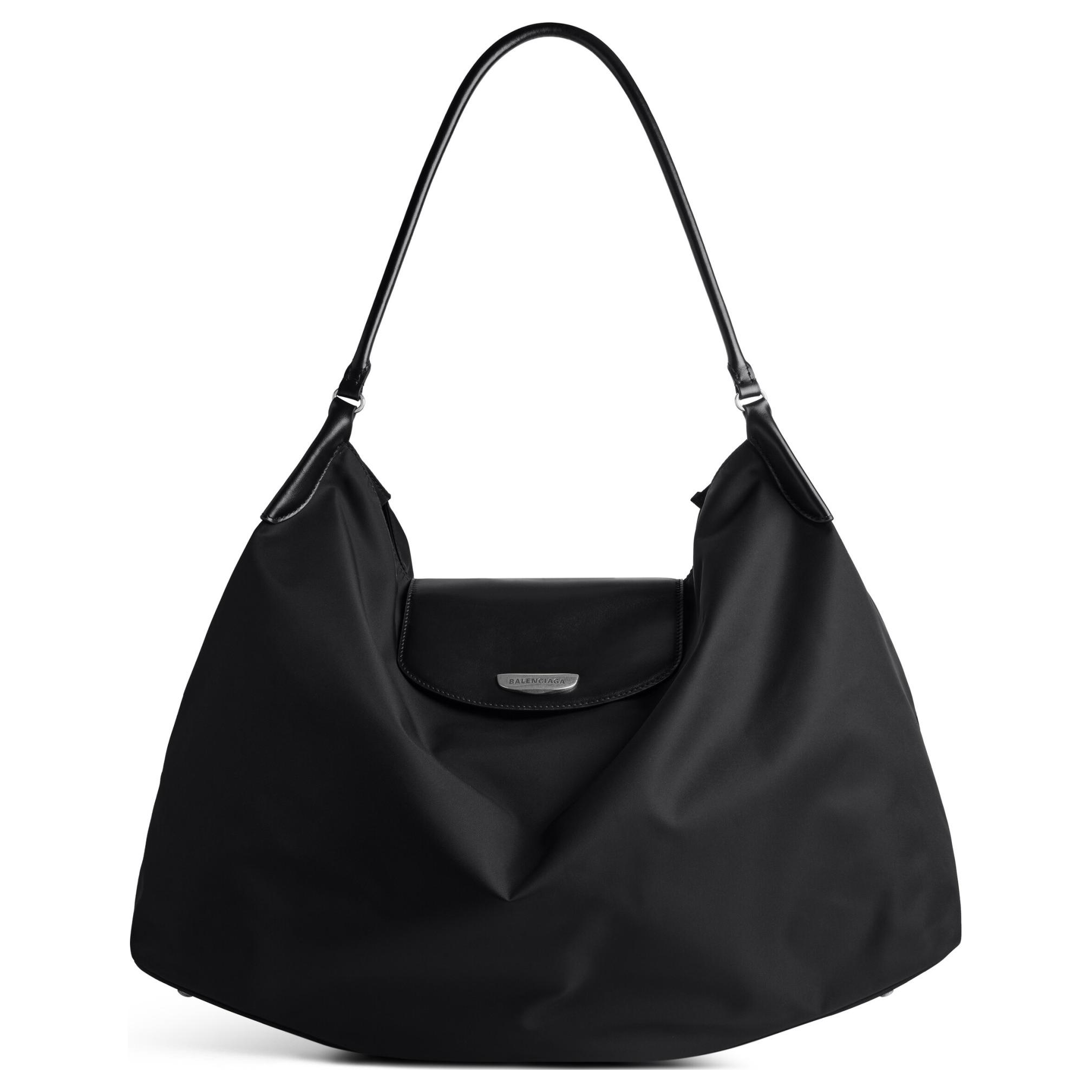 Balenciaga Сумка из нейлона и гладкой телячьей кожи, большая женская сумка через плечо black — фото 2