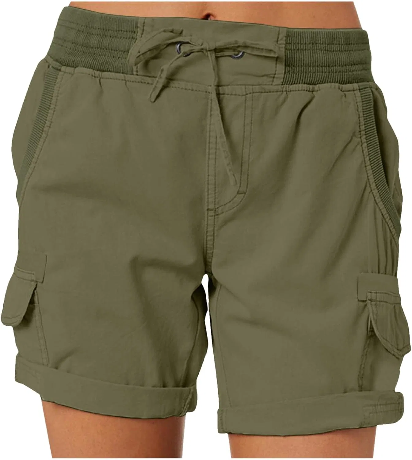 Женские карго шорты для походов, легкие, с высокой талией, Army Green