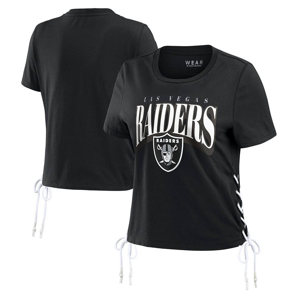 

Женская одежда Erin Andrews Черная скромная укороченная футболка Las Vegas Raiders со шнуровкой по бокам WEAR by Erin Andrews, цвет Lvr Black