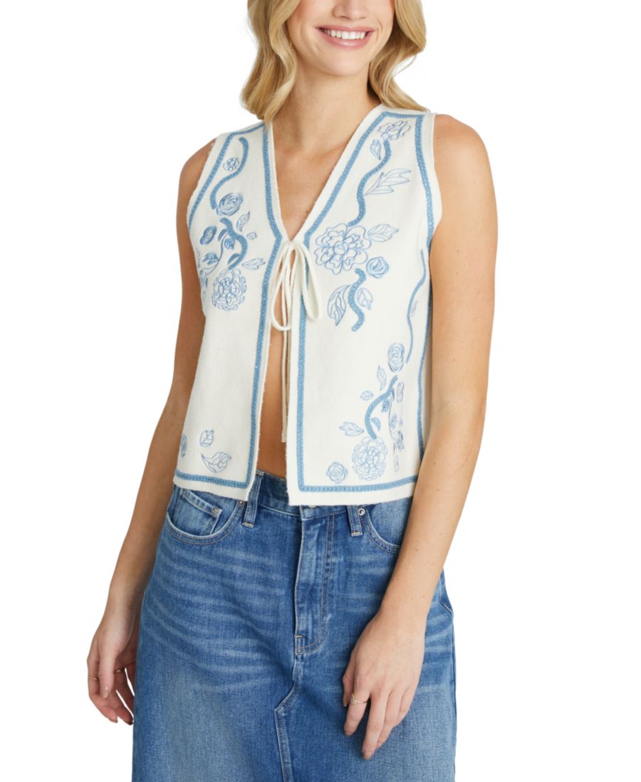 

Женский восхитительный жилет-свитер с розочками Driftwood, Cream