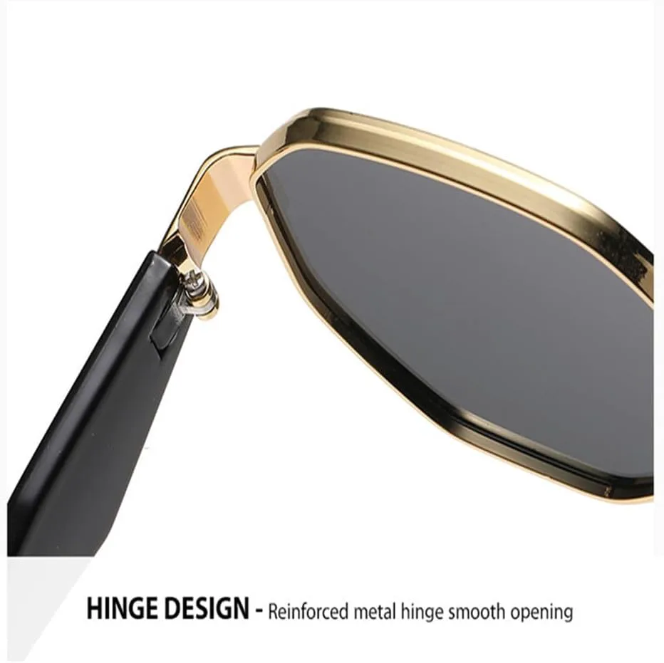 

Женские солнцезащитные очки, мужские модные солнцезащитные очки в металлической оправе для вождения, стильные женские очки для отдыха на природе LOVQZAOF, Gold Black