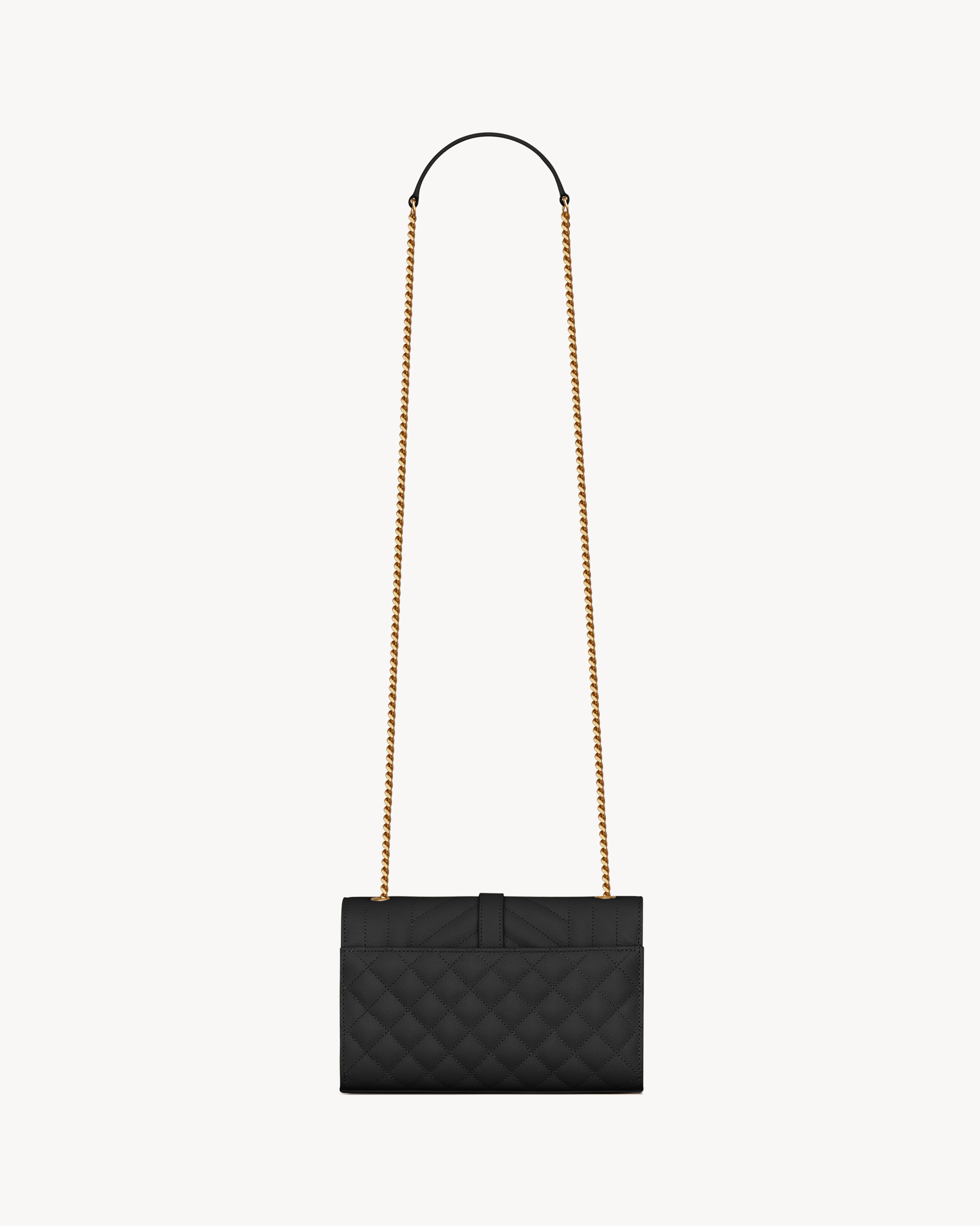 Маленькая сумка Envelope из стеганой кожи grain de poudre с тиснением Saint Laurent, черный — фото 2