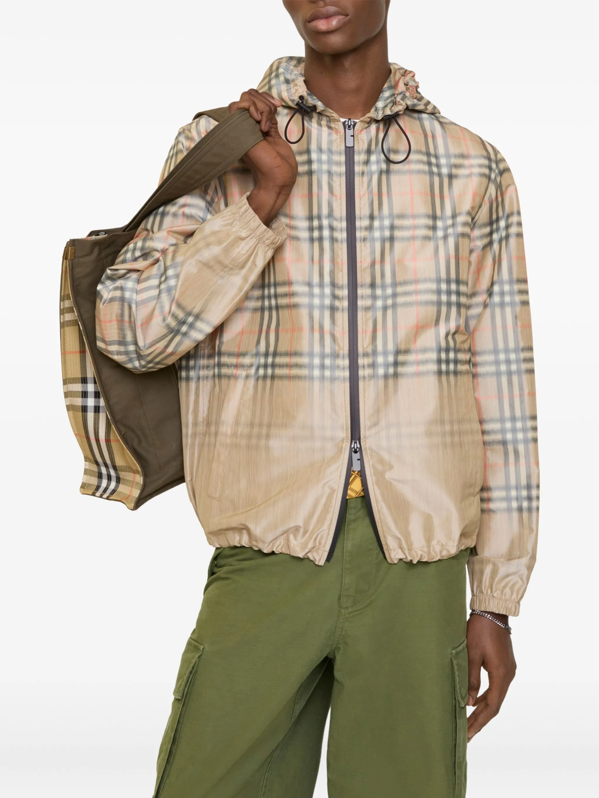 Куртка Burberry с капюшоном и эффектом градиента, бежевый — фото 2