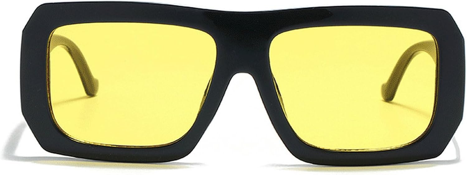 

Модные квадратные солнцезащитные очки для женщин в стиле ретро с защитой от УФ-излучения, женские солнцезащитные очки-пилот большого размера, модные солнцезащитные очки-щит mincl, Black Yellow