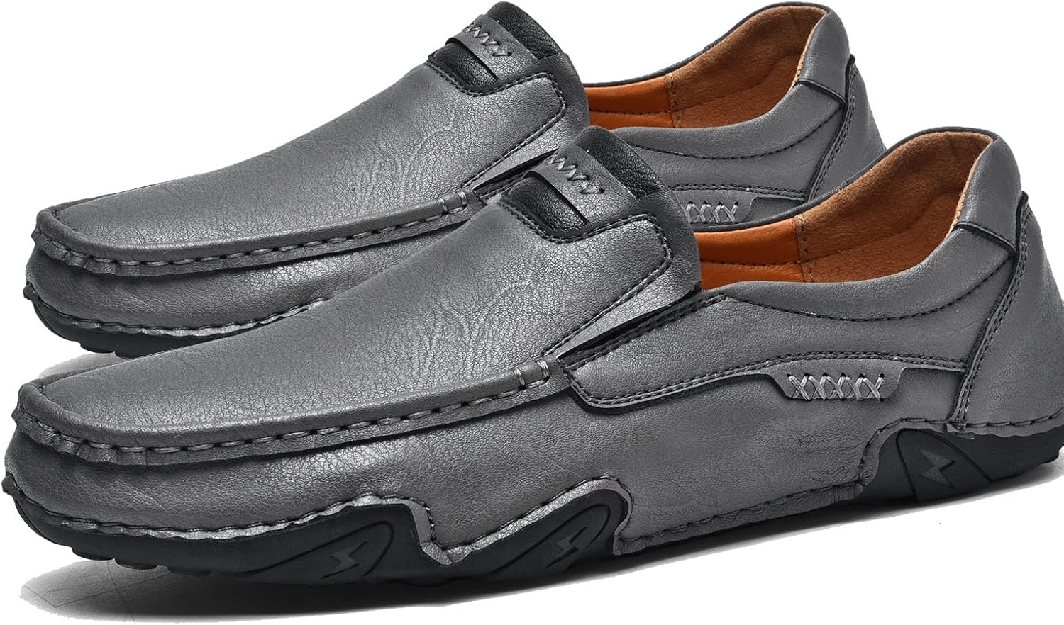 

Мужские классические кожаные лоферы с плоской подошвой, прошитые, для деловой носки, комфортные для улицы, нескользящие, легкие, повседневные туфли Odipon, серый