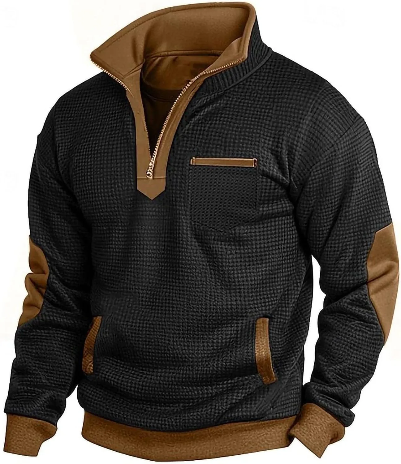 

Мужской свитер с четвертью молнии, вязаный пуловер, осенний повседневный с длинным рукавом