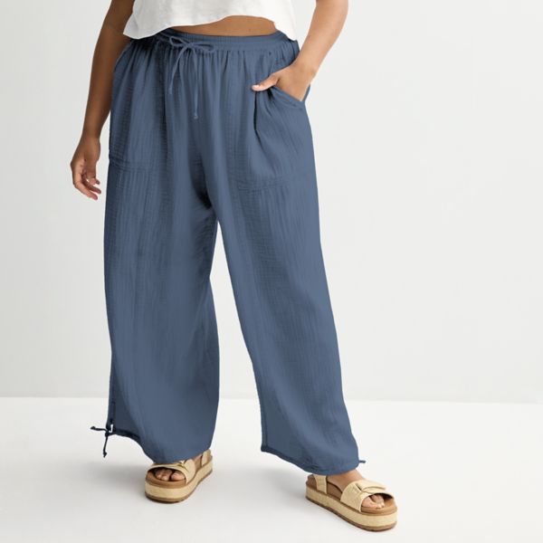 

Джоггеры из двойного муслина с низкой посадкой для девушек plus size So, цвет cyclone blue