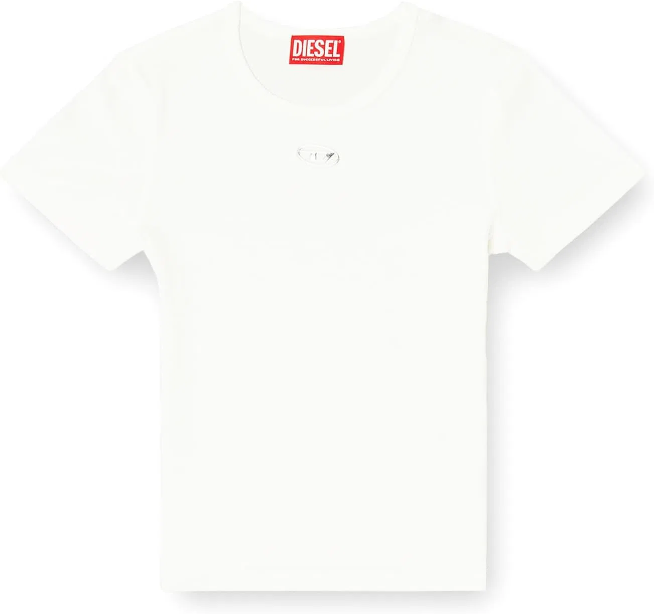 Футболка с логотипом Diesel, slim fit, белый/коричневый — фото 4