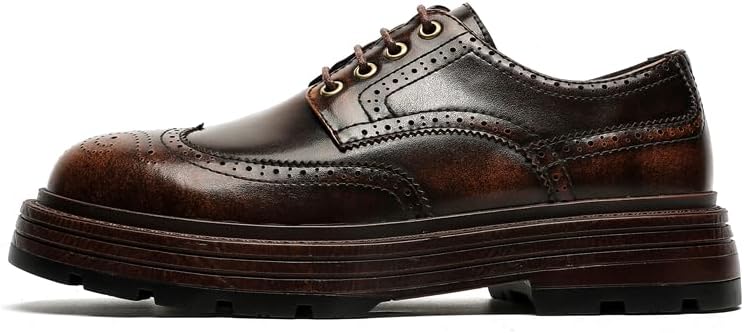 

Мужские кожаные оксфорды Вингтип с платформой, коричневые Conson-Ks