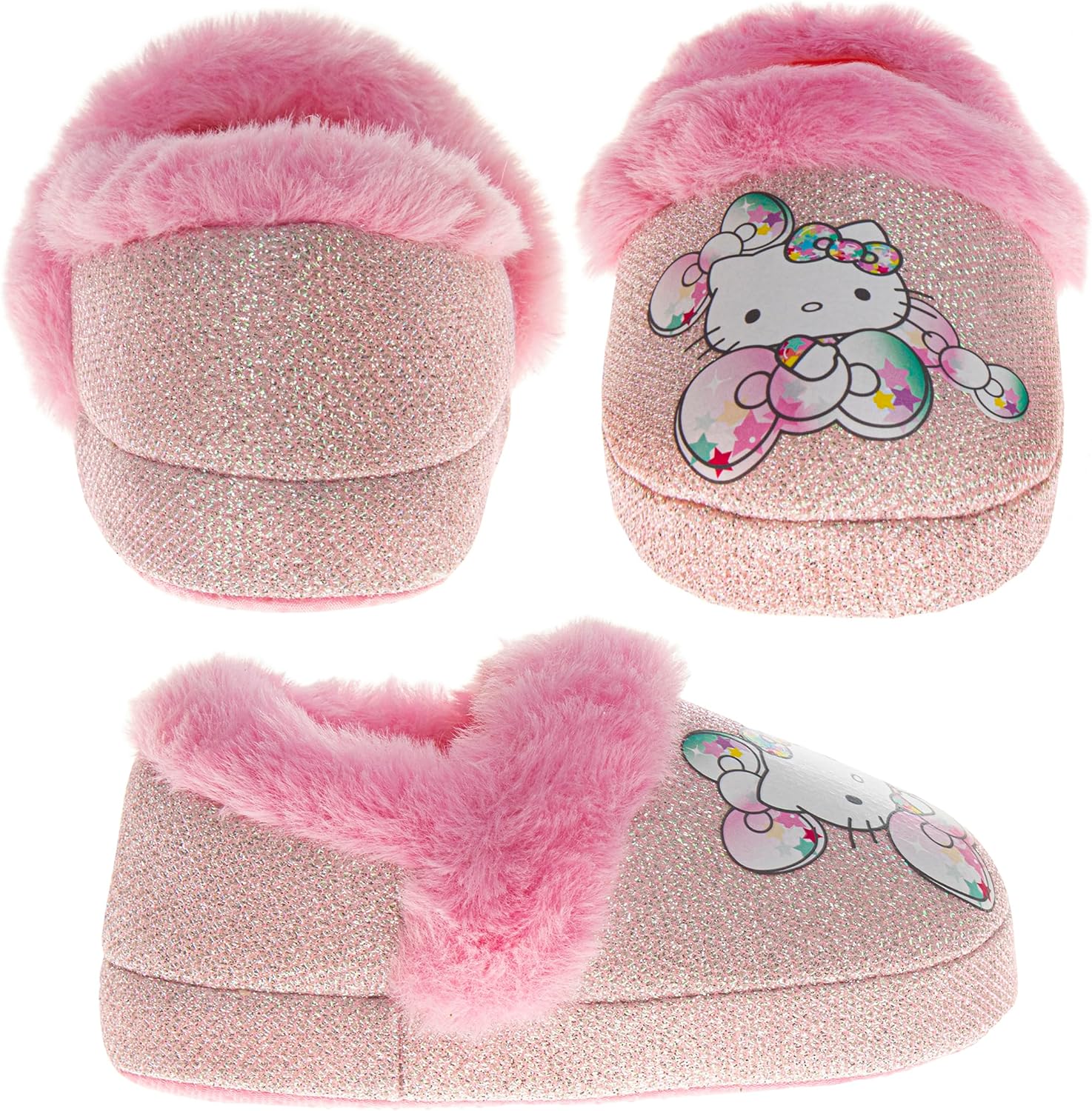 Тапочки Hello Kitty Sanrio Sweethearts Strawberry Shortcake Harry Potter для девочек и мальчиков, с котиком Kitty, домашние мягкие плюшевые тапочки для детей. Размеры: 5-10 для малышей, 11-13 для маленьких детей, 2-5 для старших детей Josmo, роз... — фото 3