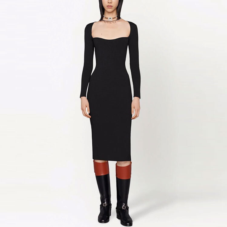 Платье женское Gucci классическое, с длинными рукавами, черный — фото 2