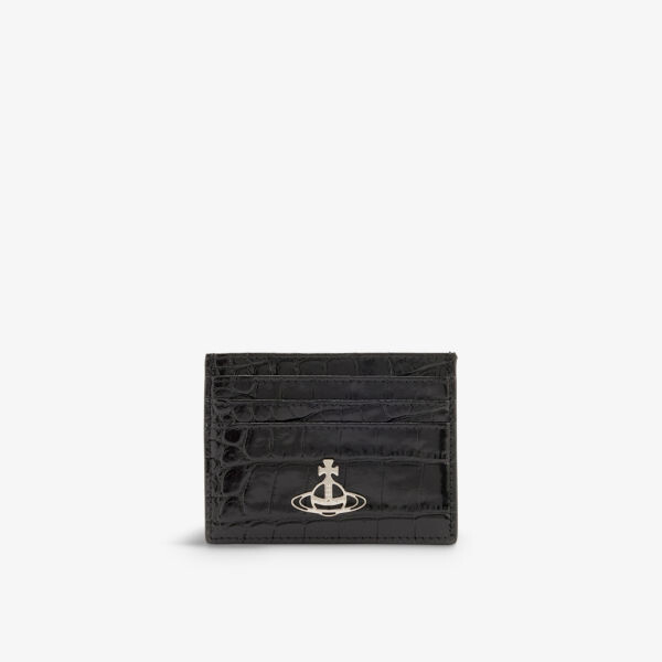 

Визитница из кожи с тиснением под крокодила и логотипом Orb Vivienne Westwood, черный