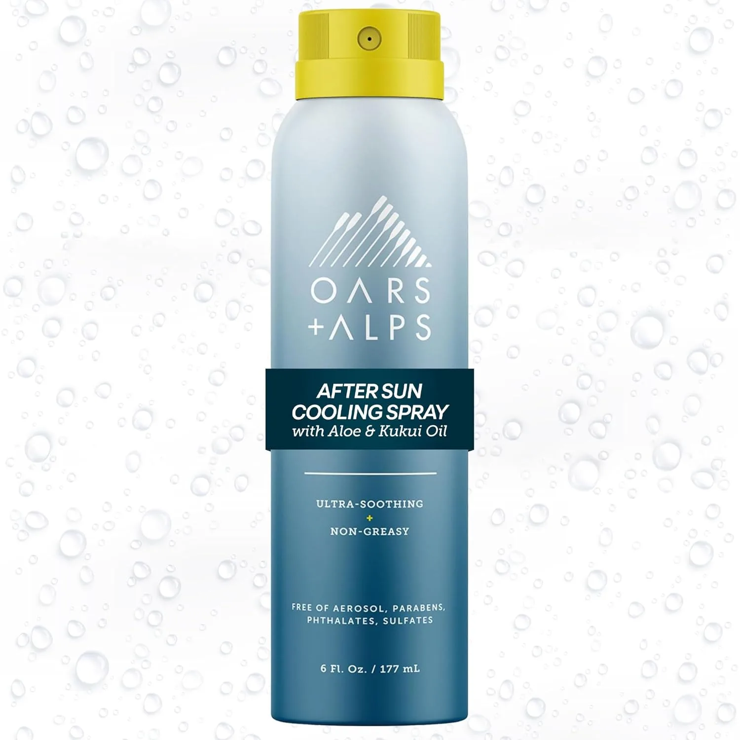Oars + Alps After Sun Spray, спрей после загара с алоэ вера, маслом кукуи и ниацинамидом, аромат зеленого чая для естественного охлаждения кожи, увлажняющий, успокаивающий, нежирный, 170 г, green