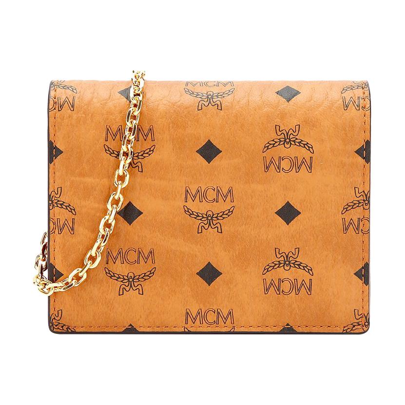 

MCM Женский мини кошелёк из искусственной кожи коричневый коньяк