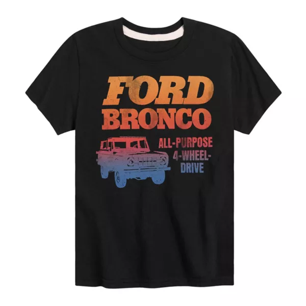 

Футболка с графическим принтом Ford Bronco 4-wheel drive для мальчиков 8-20 лет Licensed Character, черный
