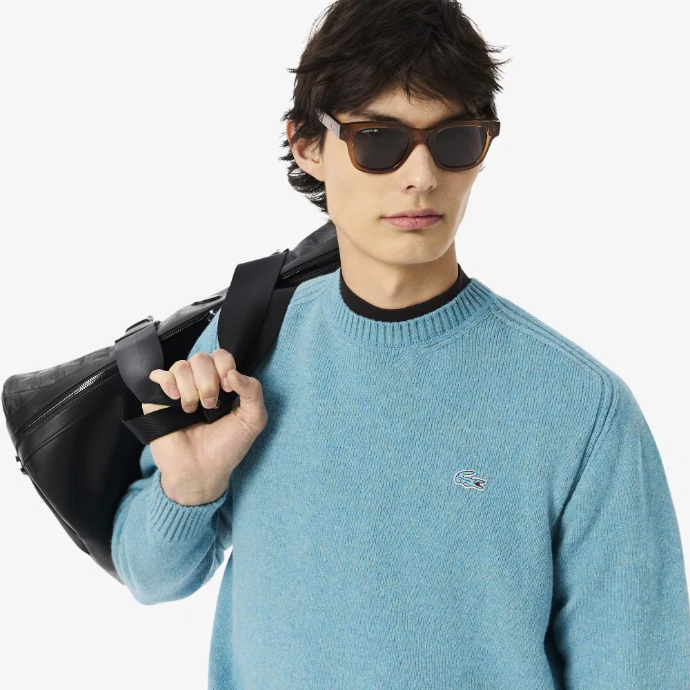 Мужской свитер с круглым вырезом Nep светло-голубой от Lacoste — фото 2