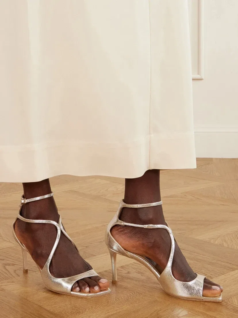 Босоножки Azia 95 из текстурированной кожи с эффектом металлик JIMMY CHOO, золотой — фото 2