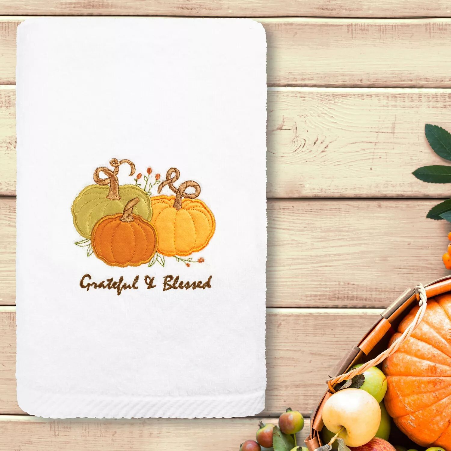 

Linum Home Textiles Grateful & Blessed Роскошное вышитое турецкое хлопковое полотенце для рук, белый