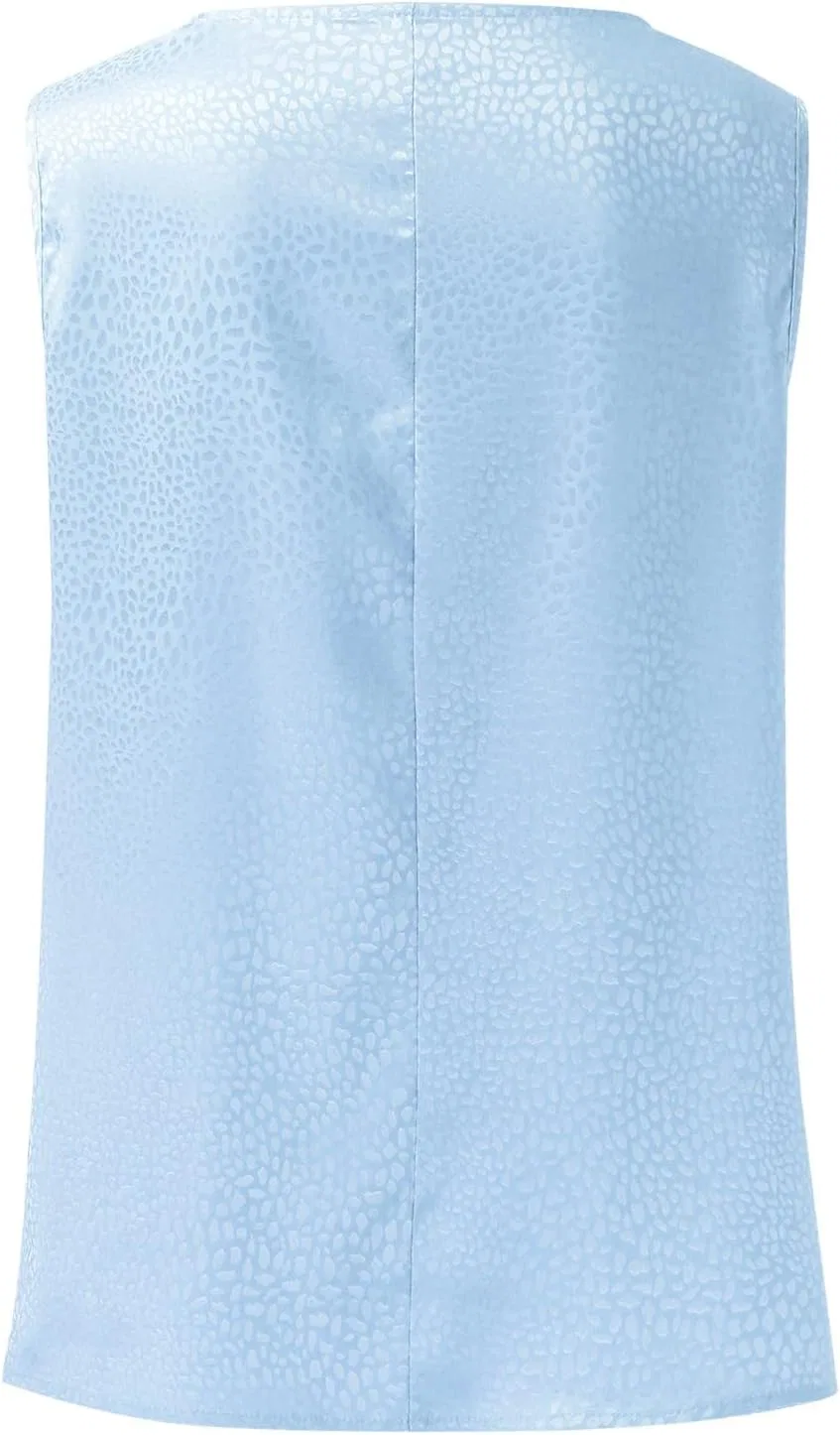 Блуза женская V-образный вырез сатин Party Blouse, синий — фото 2