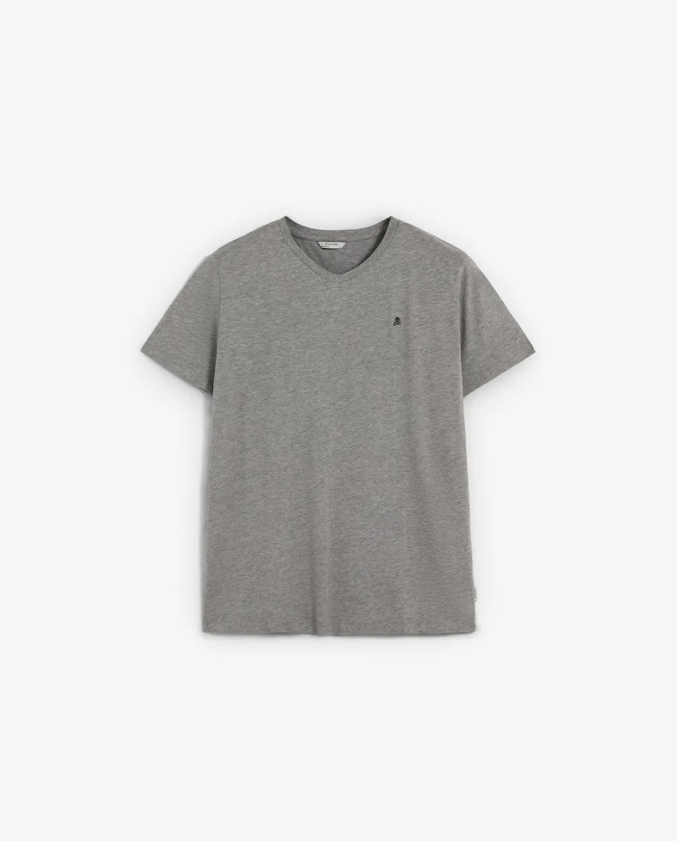 

Мужская базовая футболка с вышитым черепом Scalpers, серый