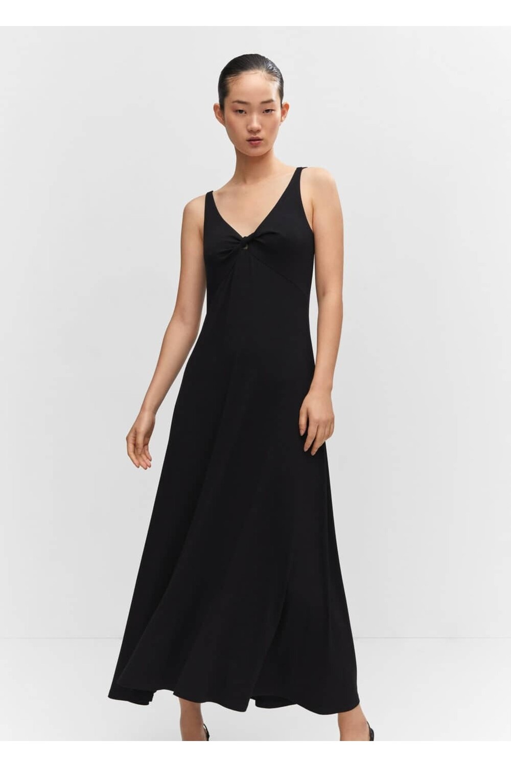 

Трикотажное платье с завязками Mango, черный