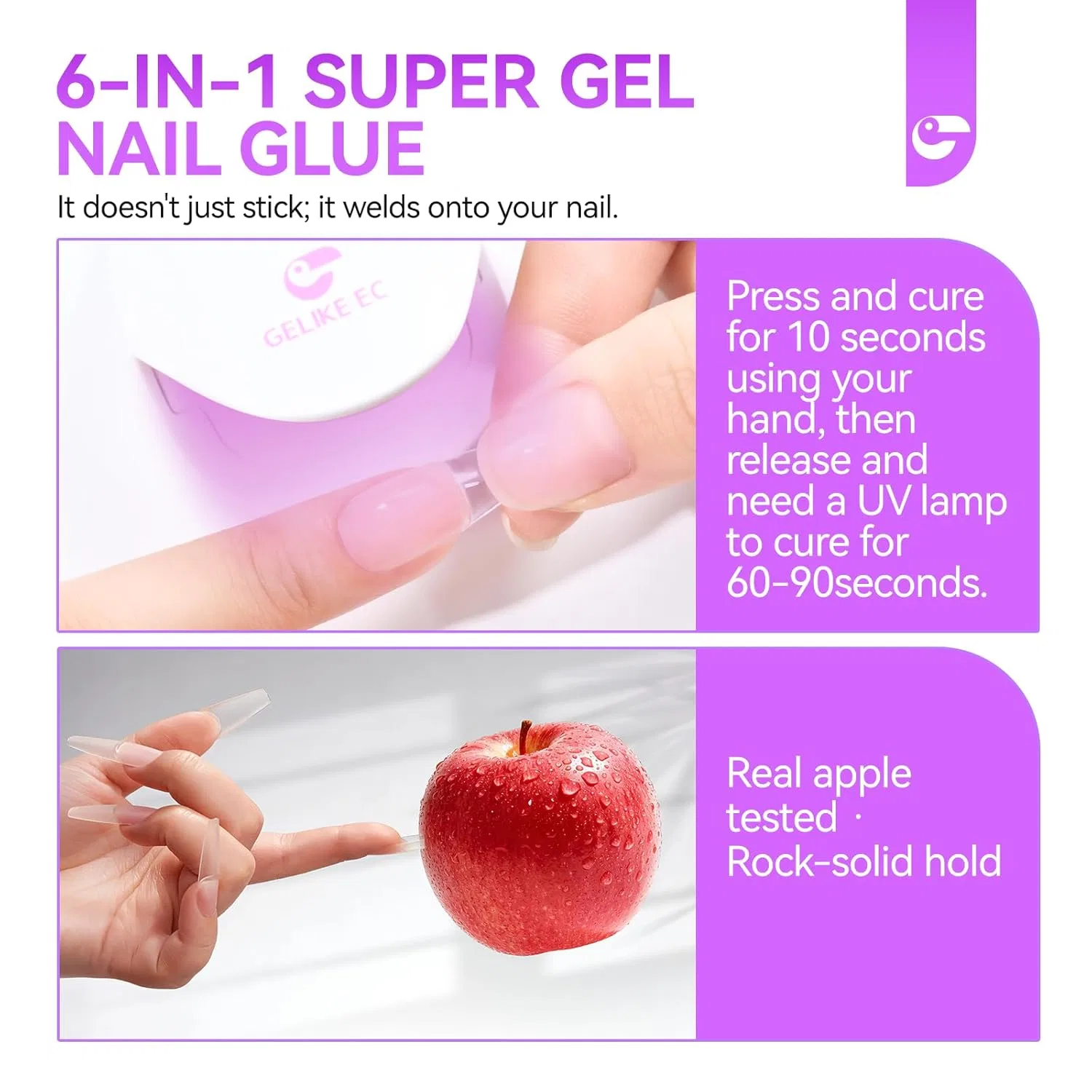 Суперпрочный клей-гель для ногтей Gelike ec 6 в 1 Gelike Ec, 1.0 - Clear — фото 2