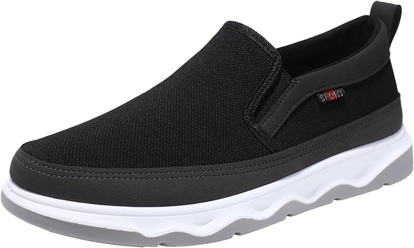 

Мужские спортивные кеды из ткани, повседневная корейская версия модной дышащей обуви на лето для мужчин, удобные слипоны Generic, черный