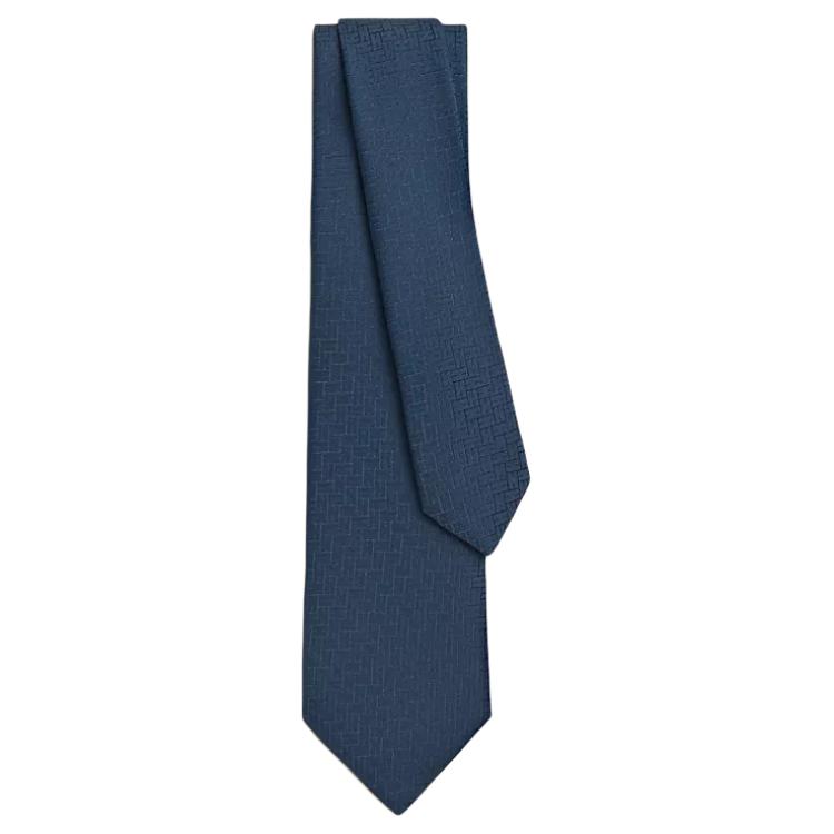 

HERMES Шелковый галстук мужской темно-синий, Dark Blue