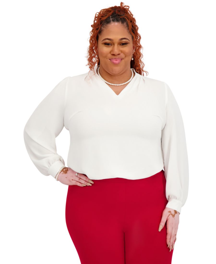 

Женская блузка с длинными рукавами и V-образным вырезом Kasper, White