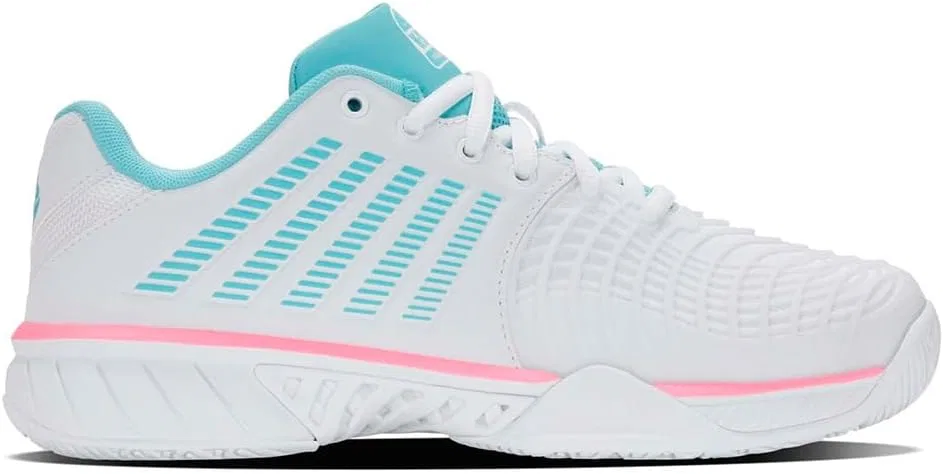 Кроссовки для падел K-Swiss Express Light 3 HB, белые/софт-неон-блю/неон-бабл-гам