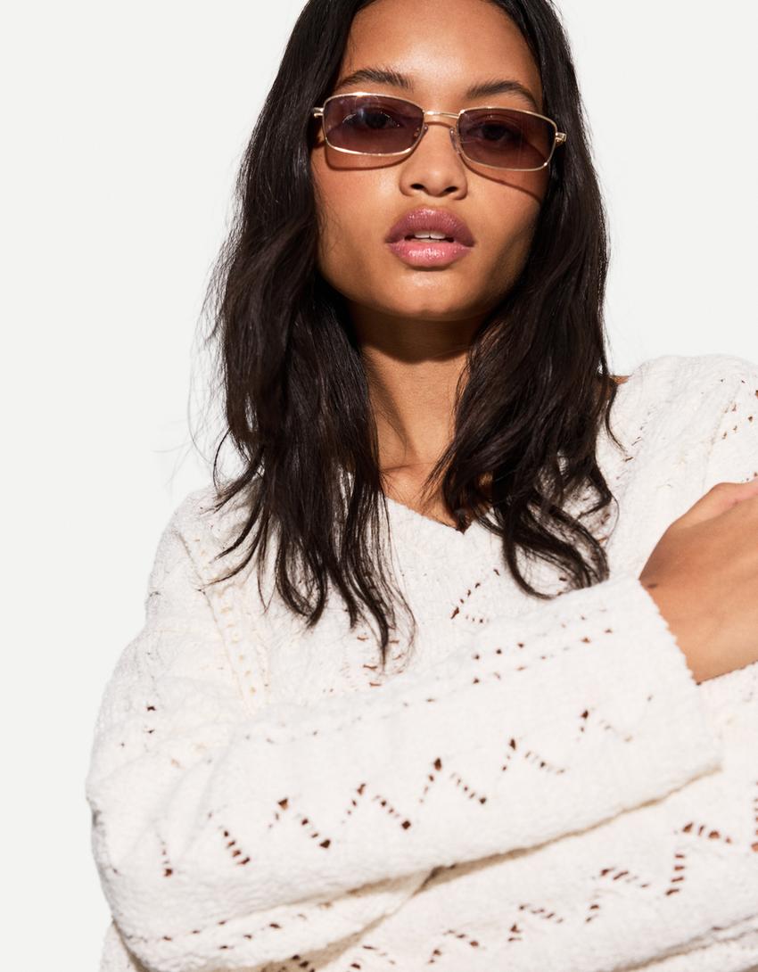 

Металлические солнцезащитные очки Bershka, золотой