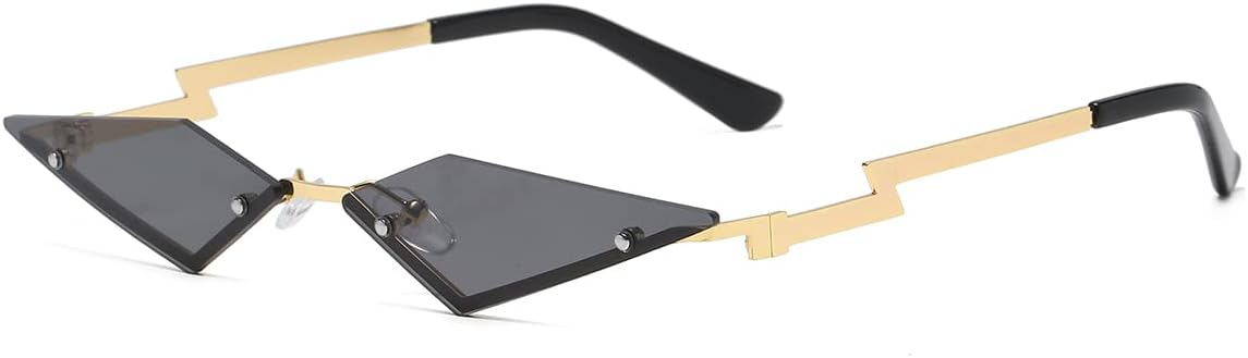 

Солнцезащитные очки JOVAKIT без оправы в форме ромба для женщин и мужчин, модные многоугольные солнцезащитные очки в металлической оправе, для рейв-вечеринок и Хэллоуина, 02 Grey