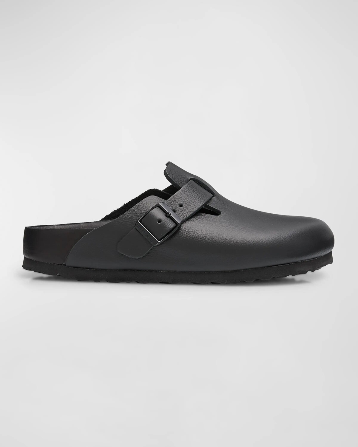 Бостонские кожаные сабо с пряжкой BIRKENSTOCK, цвет Black